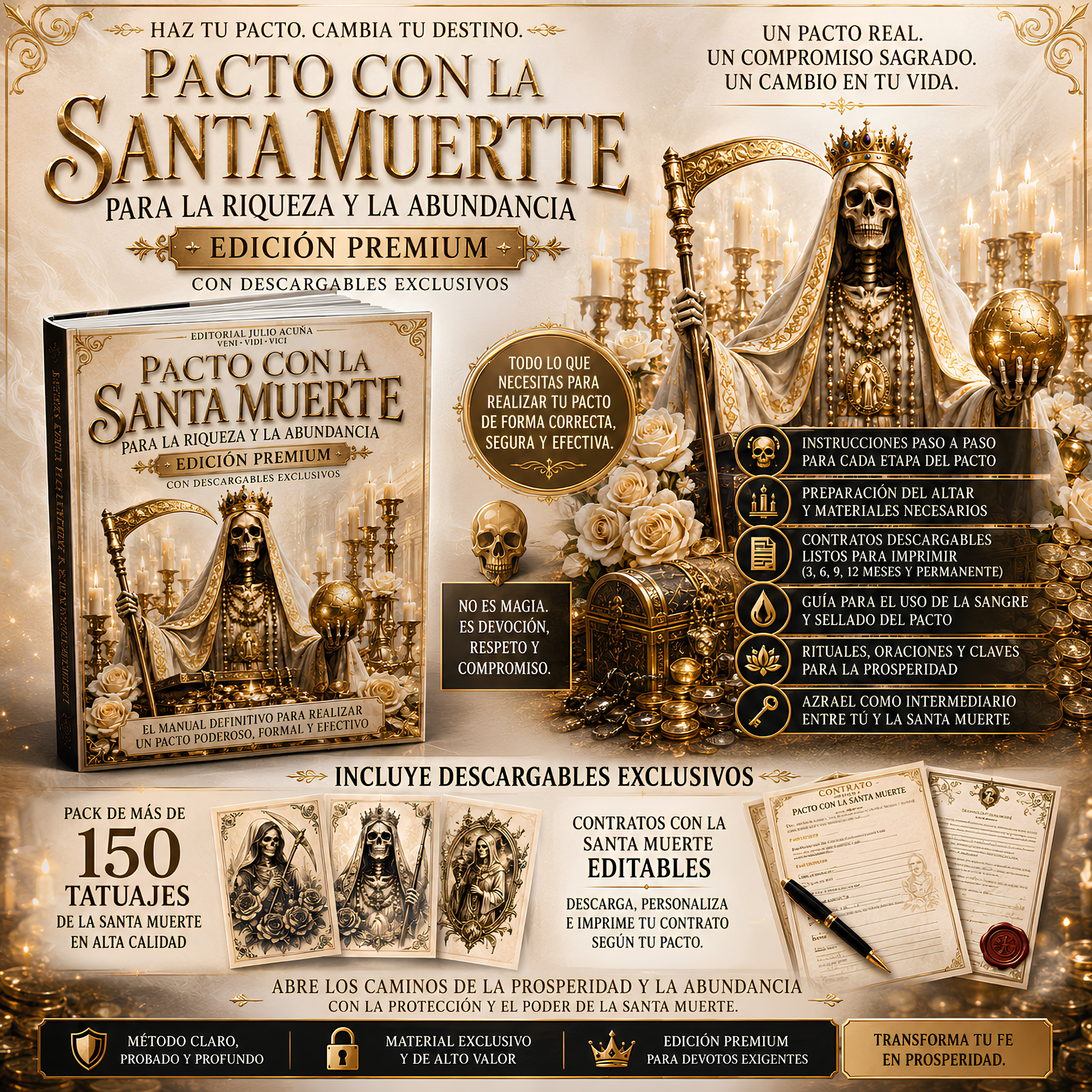 PACTO CON LA SANTA MUERTE PARA LA RIQUEZA Y LA ABUNDANCIA: EDICIÓN PREMIUM CON DESCARGABLES EXCLUSIVOS