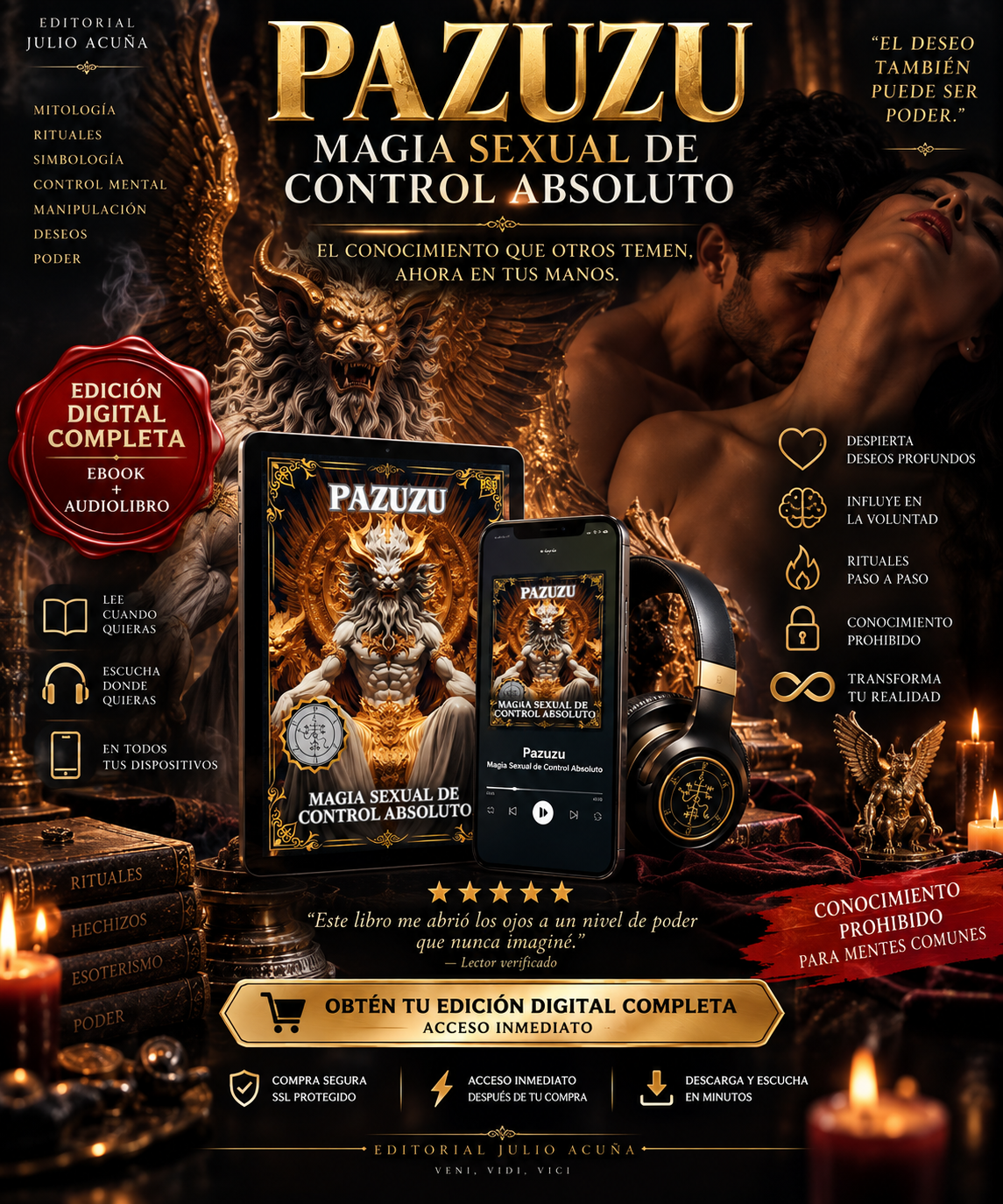 Pazuzu: Magia Sexual de Control Absoluto — Ebook + Audiolibro | Editorial Julio Acuña