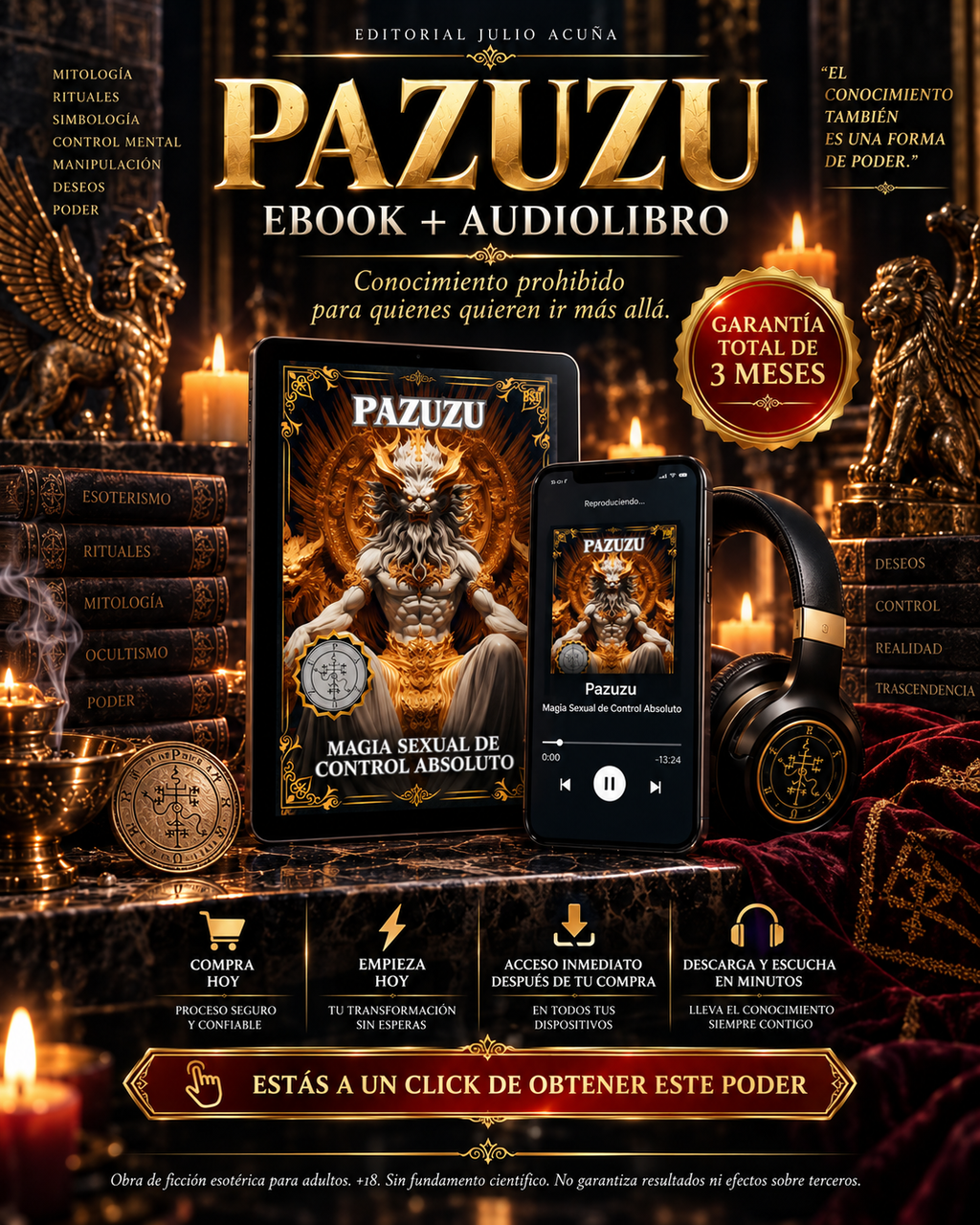 Pazuzu: Magia Sexual de Control Absoluto — Ebook + Audiolibro | Editorial Julio Acuña