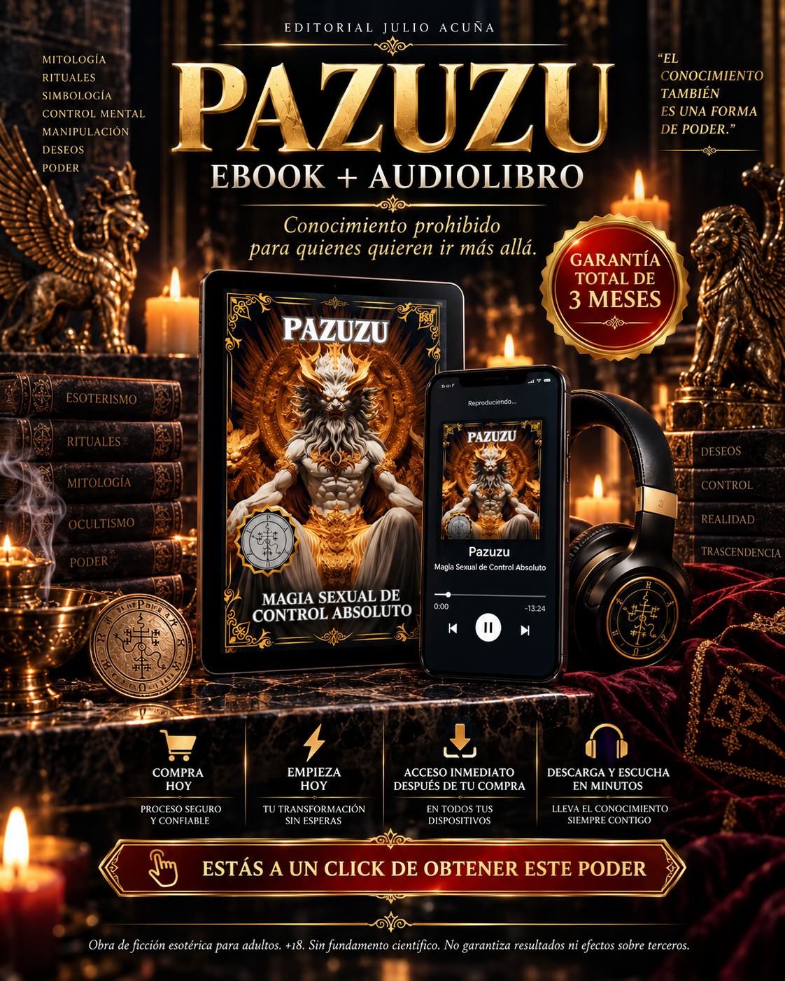 Pazuzu: Magia Sexual de Control Absoluto — Ebook + Audiolibro | Editorial Julio Acuña