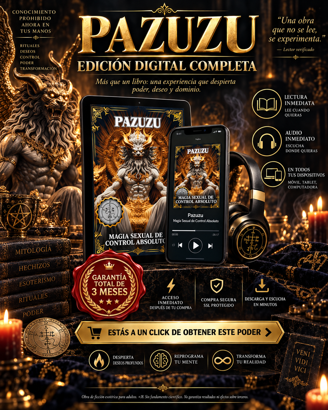 Pazuzu: Magia Sexual de Control Absoluto — Ebook + Audiolibro | Editorial Julio Acuña