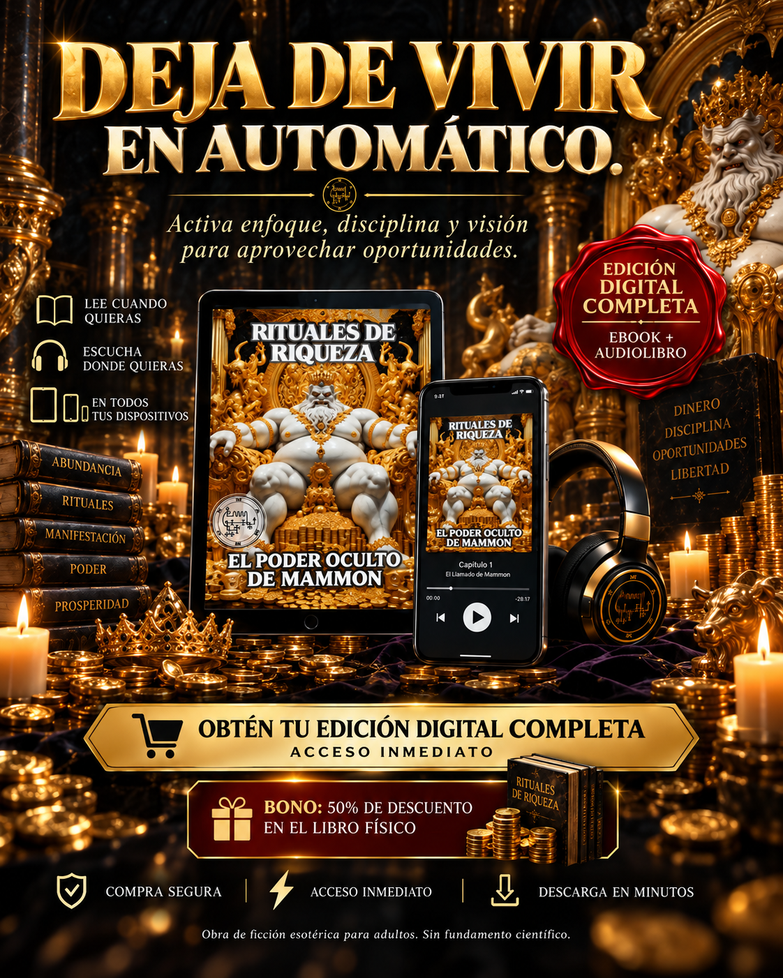 Rituales de Riqueza: El Poder Oculto de Mammon — Edición Digital Completa  Ebook + Audiolibro · Acceso inmediato