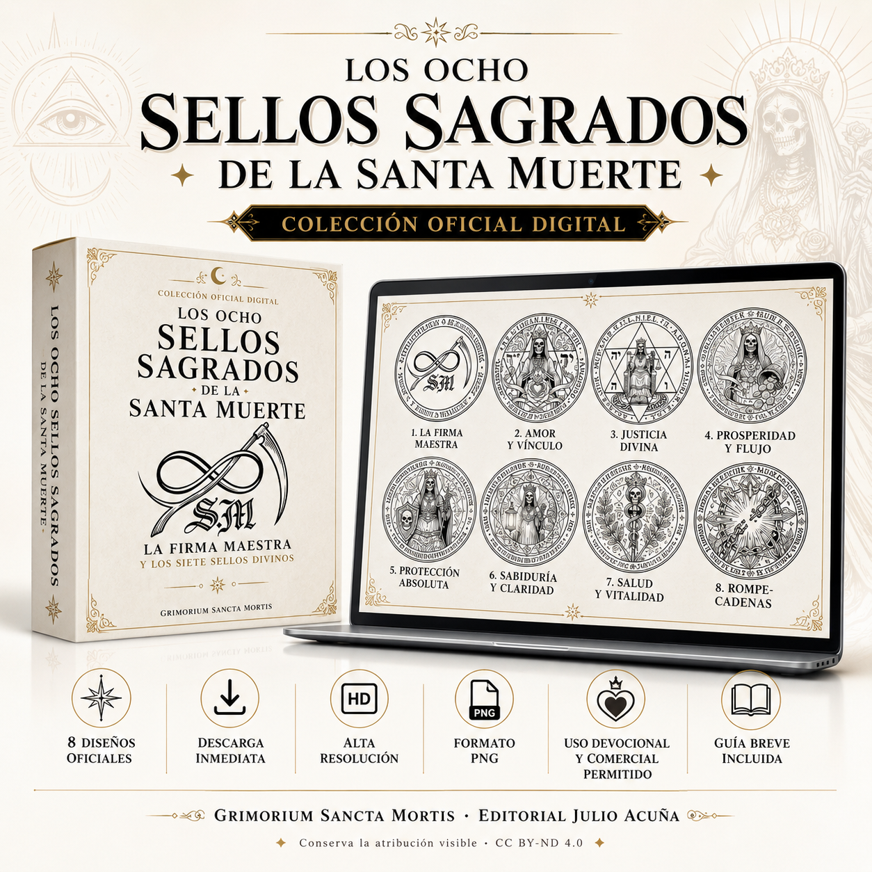 Los 8 Sellos Sagrados de la Santa Muerte — Colección Oficial Digital | Grimorium Sancta Mortis