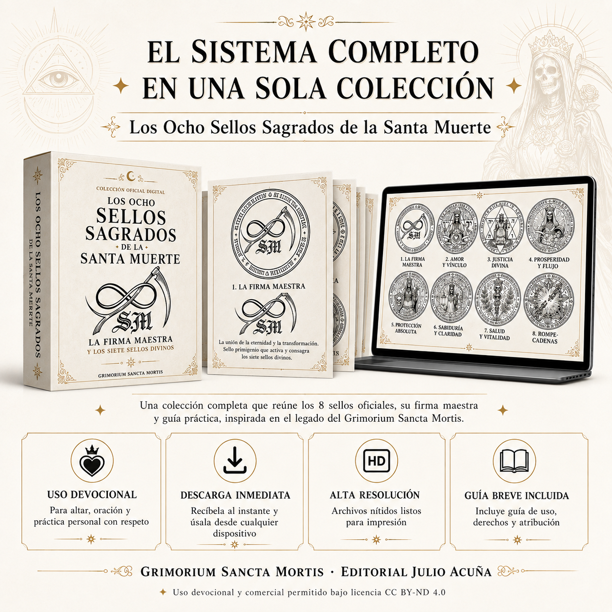 Los 8 Sellos Sagrados de la Santa Muerte — Colección Oficial Digital | Grimorium Sancta Mortis
