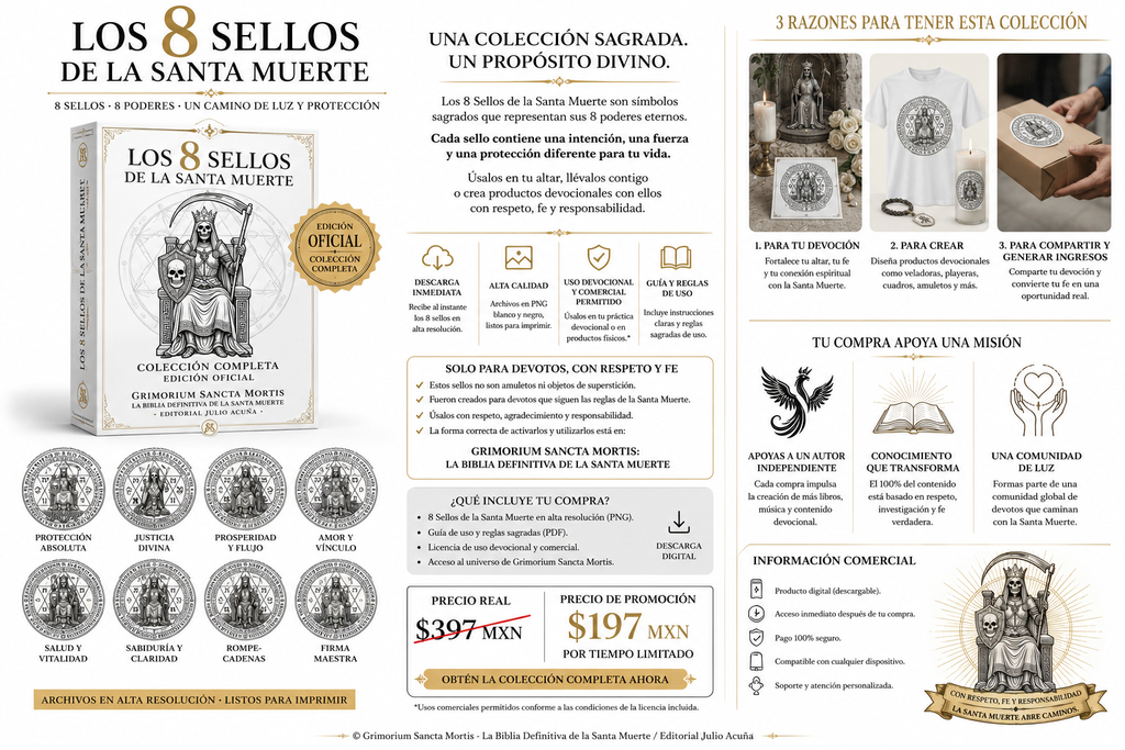 Los 8 Sellos Sagrados de la Santa Muerte — Colección Oficial Digital | Grimorium Sancta Mortis