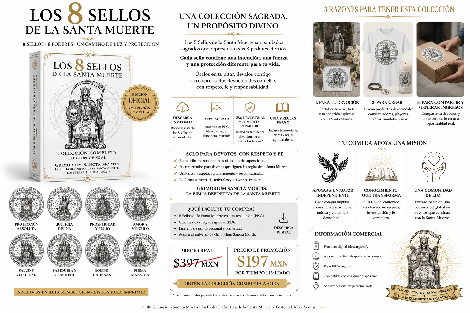 Los 8 Sellos Sagrados de la Santa Muerte — Colección Oficial Digital | Grimorium Sancta Mortis