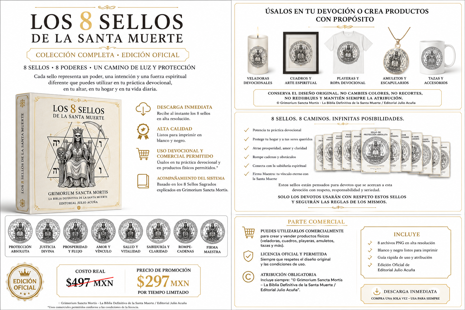 Los 8 Sellos Sagrados de la Santa Muerte — Colección Oficial Digital | Grimorium Sancta Mortis
