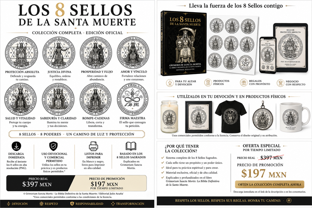 Los 8 Sellos Sagrados de la Santa Muerte — Colección Oficial Digital | Grimorium Sancta Mortis