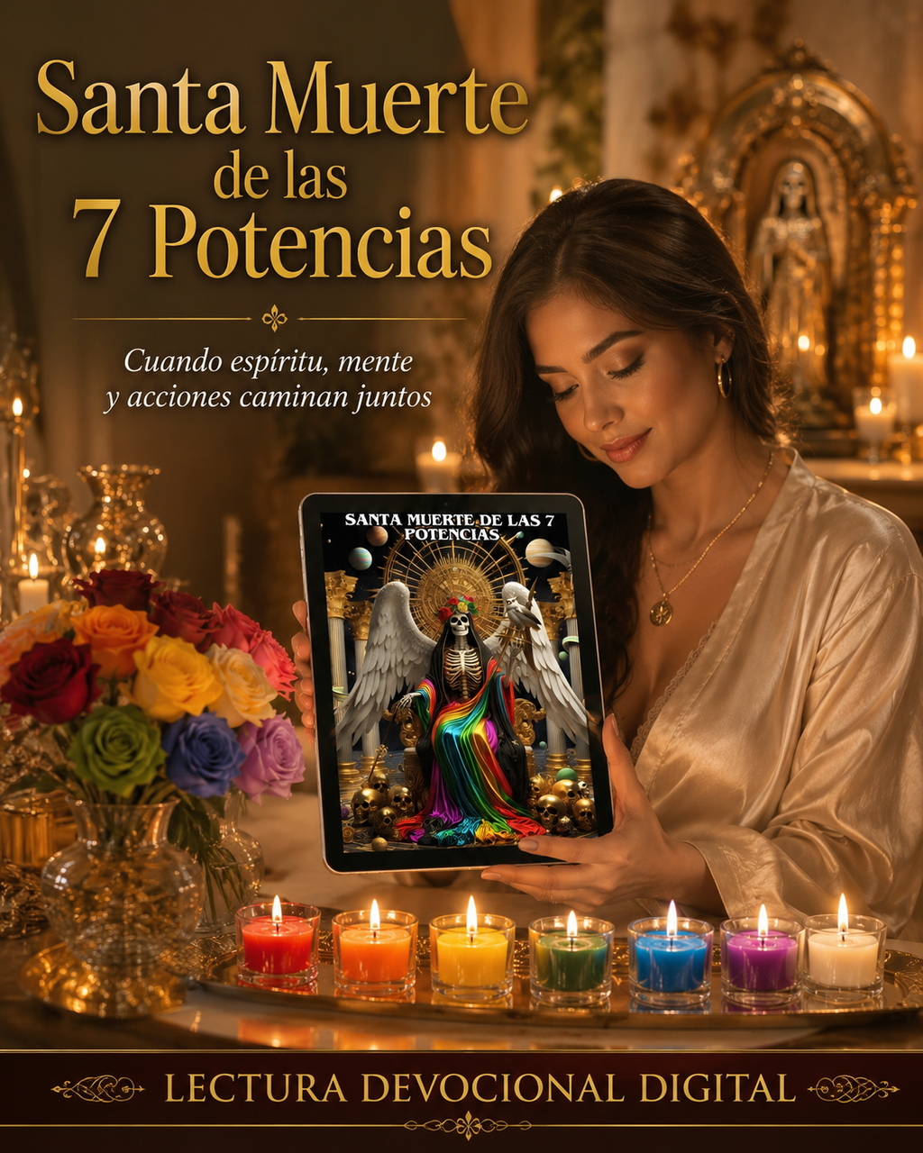 Santa Muerte de las 7 potencias: Una guía completa de oraciones, ofrendas y altares para invocar a las 7 Potencias.