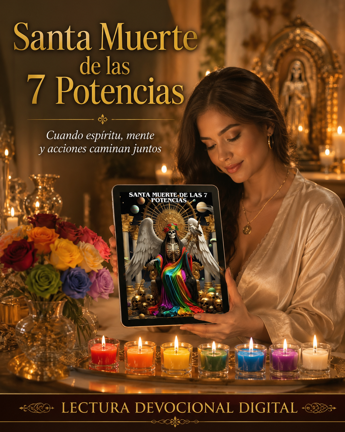 Santa Muerte de las 7 potencias: Una guía completa de oraciones, ofrendas y altares para invocar a las 7 Potencias.