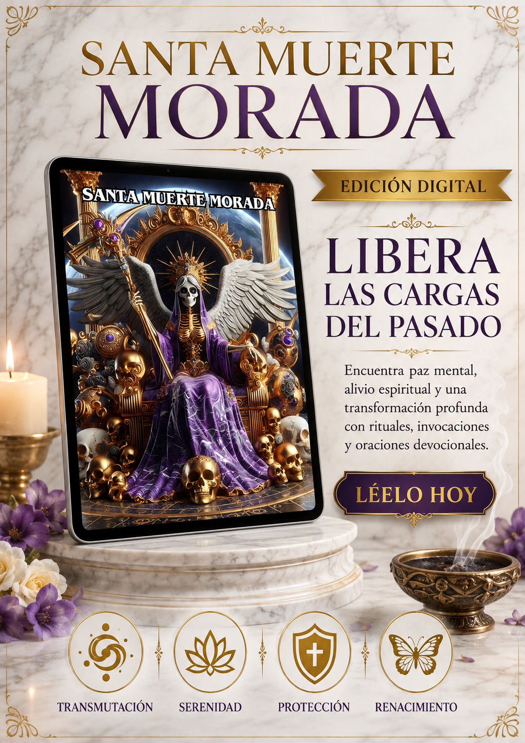 Santa Muerte Morada: Rituales, Invocaciones y Oraciones para Sanación, Paz y Transformación Espiritual Profunda