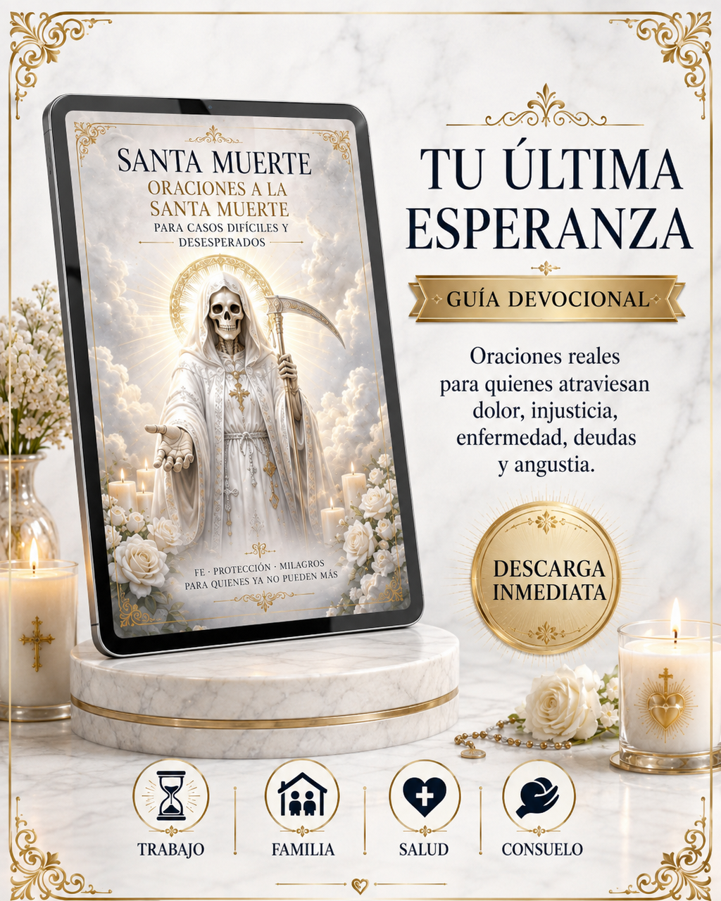 “Santa Muerte: Oraciones a la santa muerte para casos difíciles y desesperados”: Guía de Protección, Fe y Milagros para quienes ya no puede más
