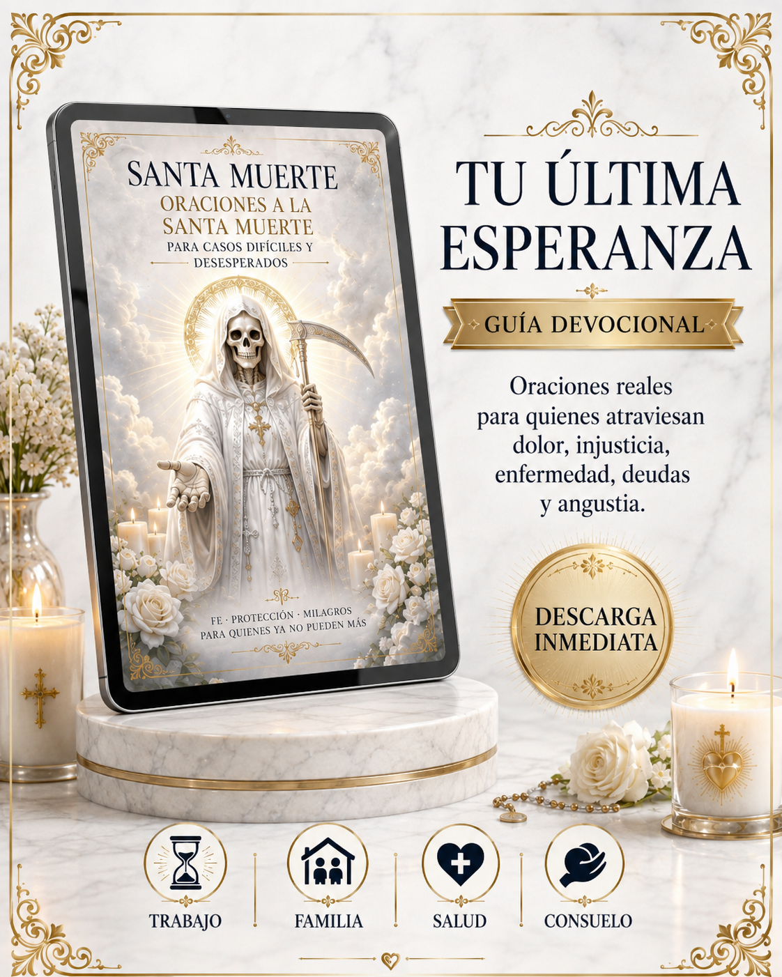 “Santa Muerte: Oraciones a la santa muerte para casos difíciles y desesperados”: Guía de Protección, Fe y Milagros para quienes ya no puede más