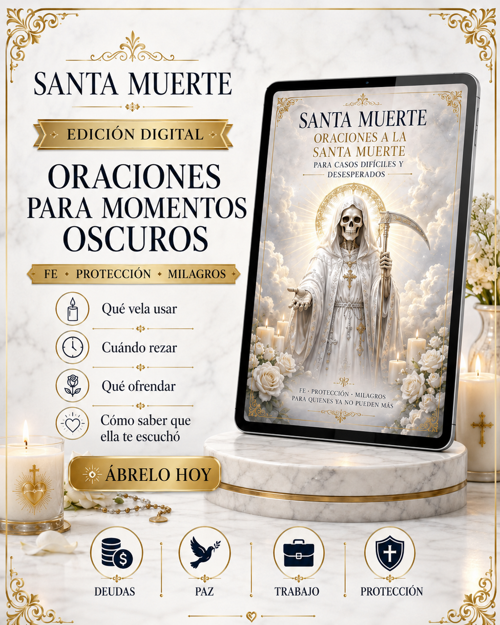 “Santa Muerte: Oraciones a la santa muerte para casos difíciles y desesperados”: Guía de Protección, Fe y Milagros para quienes ya no puede más