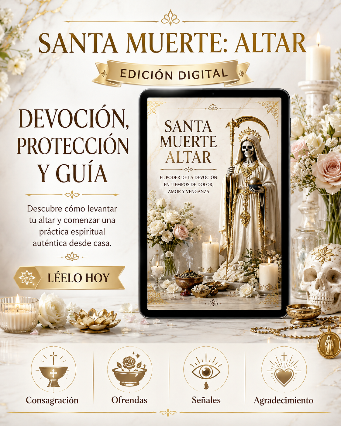 Santa Muerte: Altar: El Poder de la devoción en tiempos de dolor, amor y venganza oraciones, rituales y secretos del culto más poderoso