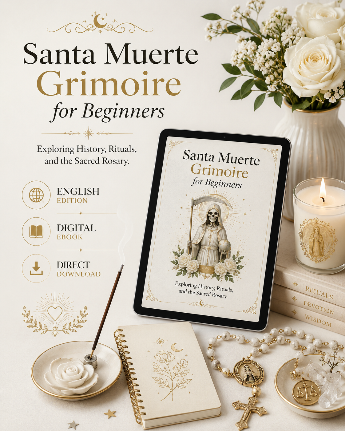 Santa Muerte Book: Santa Muerte Grimoire for Beginners, Exploring History, Rituals, and the Sacred Rosary