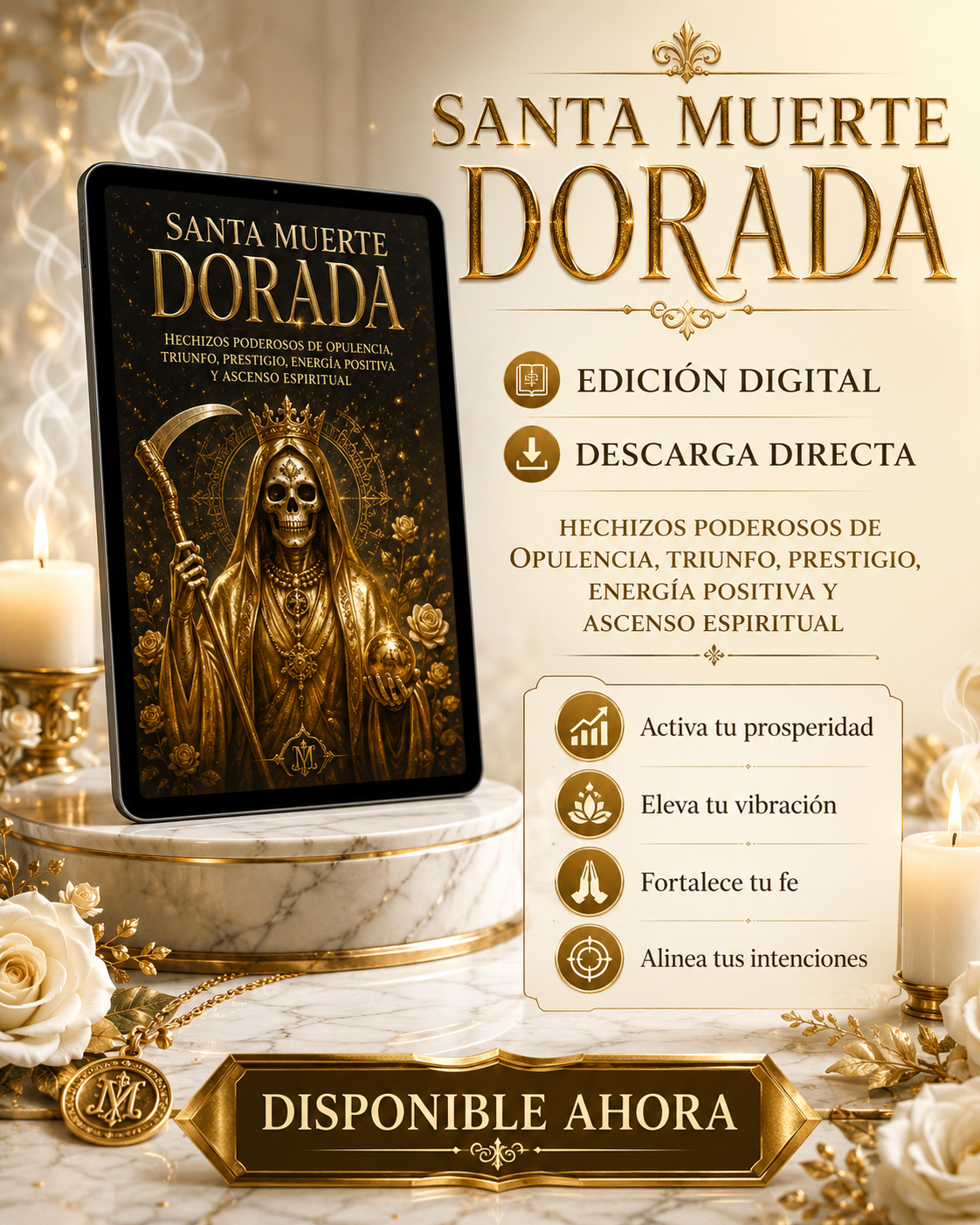 La Santa Muerte Dorada: Novena Completa + Hechizos Poderosos de Opulencia, Triunfo, Prestigio, Energía Positiva y Ascenso Espiritual