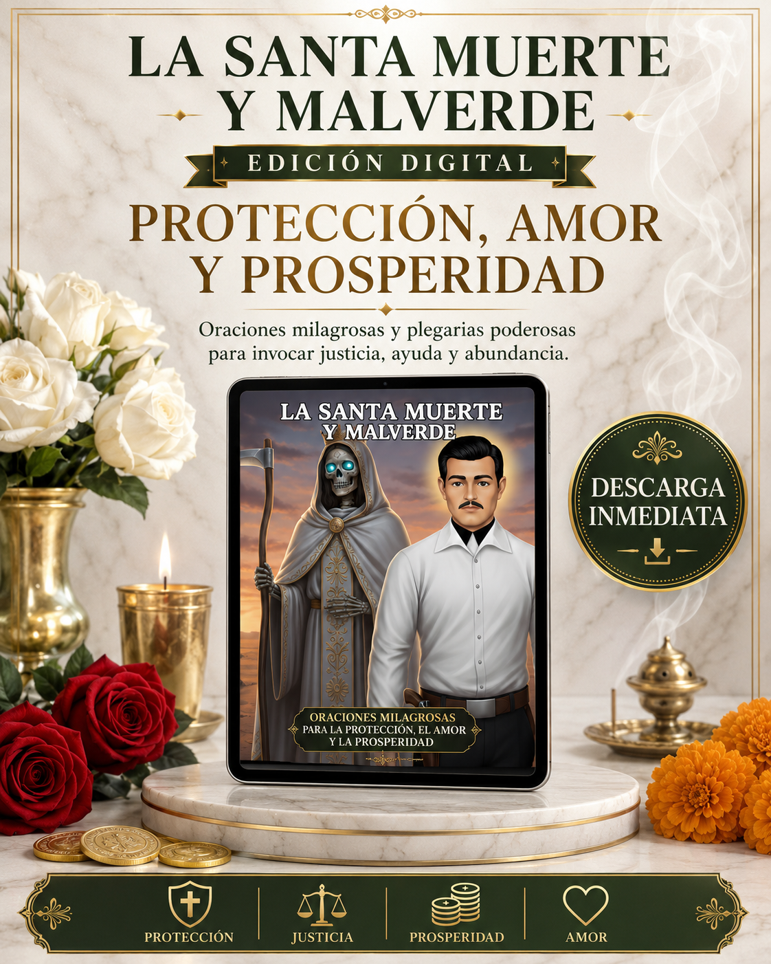 La Santa Muerte y Malverde: Oraciones Milagrosas a la Santa Muerte y Malverde: El Libro Completo de Plegarias para la Protección, el Amor y la Prosperidad.