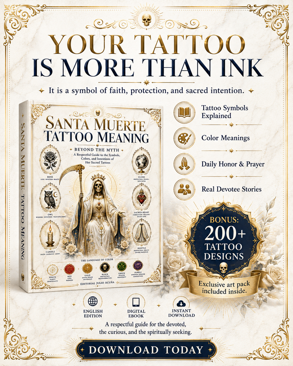 Santa muerte tattoo meaning: Beyond the Myth: A Respectful Guide to the Symbols, Colors, and Intentions of Her Sacred Tattoos
