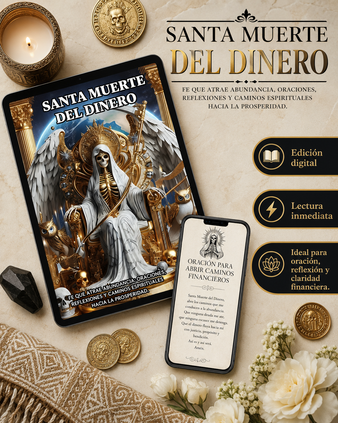 Santa Muerte del Dinero: Fe que Atrae Abundancia: Oraciones, Reflexiones y Caminos Espirituales hacia la Prosperidad