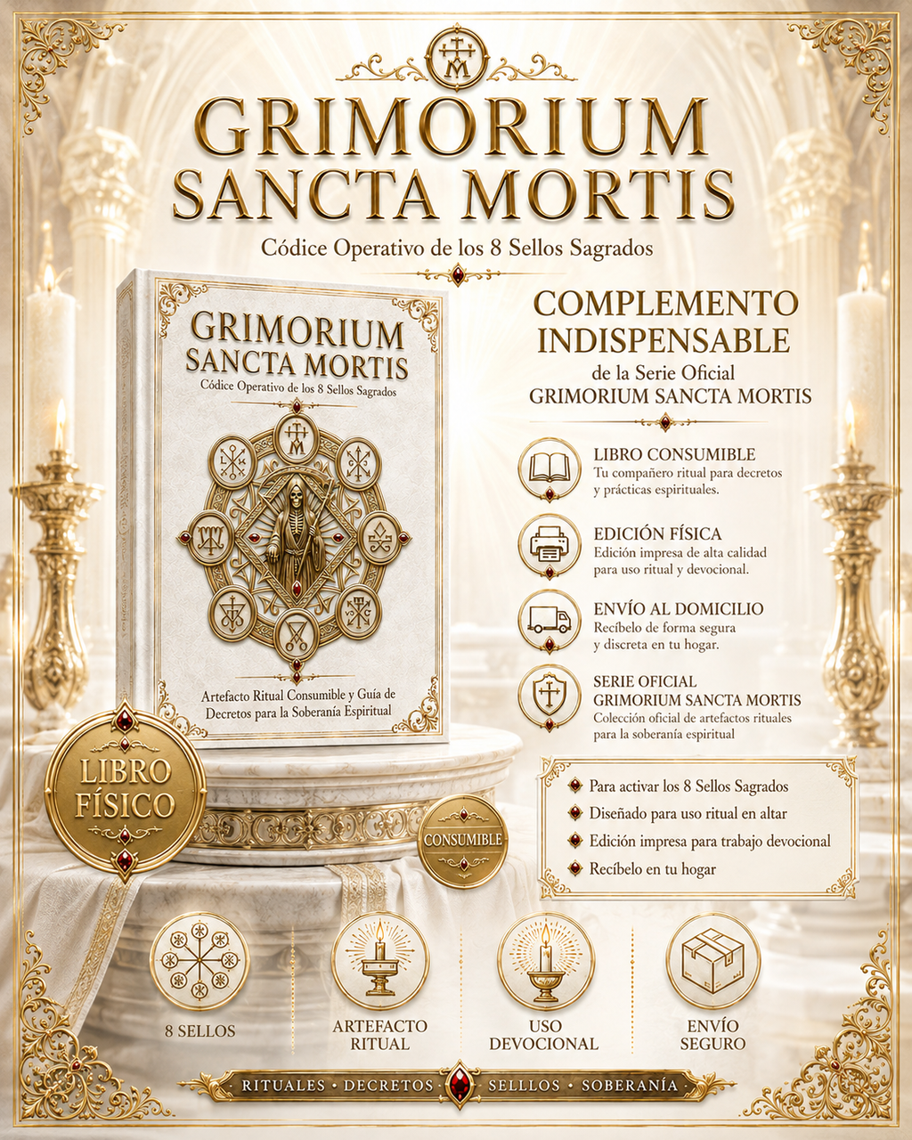 Grimorium Sancta Mortis: Códice Operativo de los 8 Sellos Sagrados: Artefacto Ritual Consumible y Guía de Decretos para la Soberanía Espiritual.