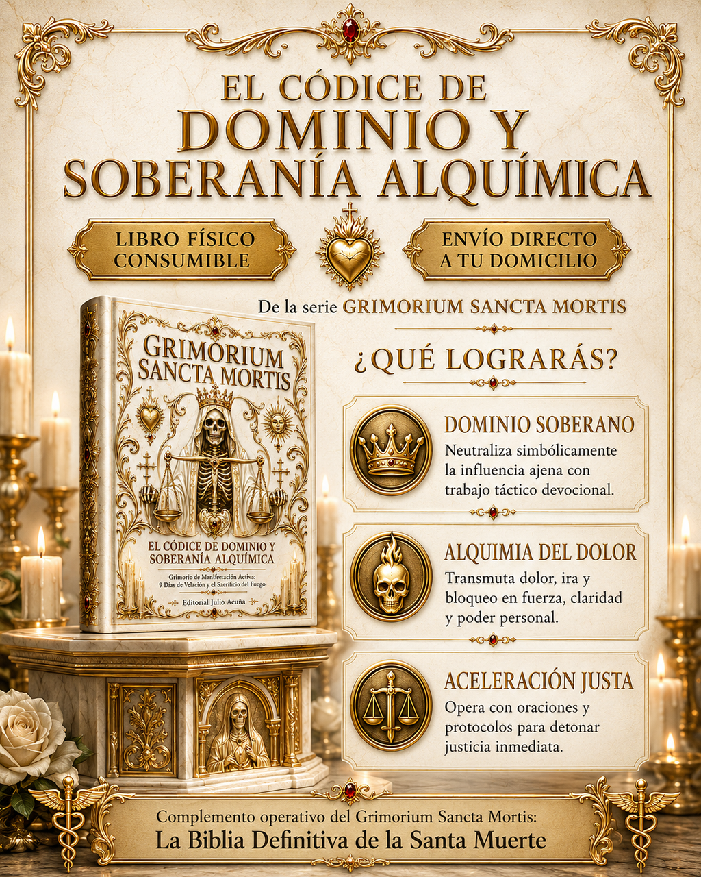 GRIMORIUM SANCTA MORTIS: EL CÓDICE DE DOMINIO Y SOBERANÍA ALQUÍMICA: Grimorio de Manifestación Activa: 9 Días de Velación y el Sacrificio del Fuego.